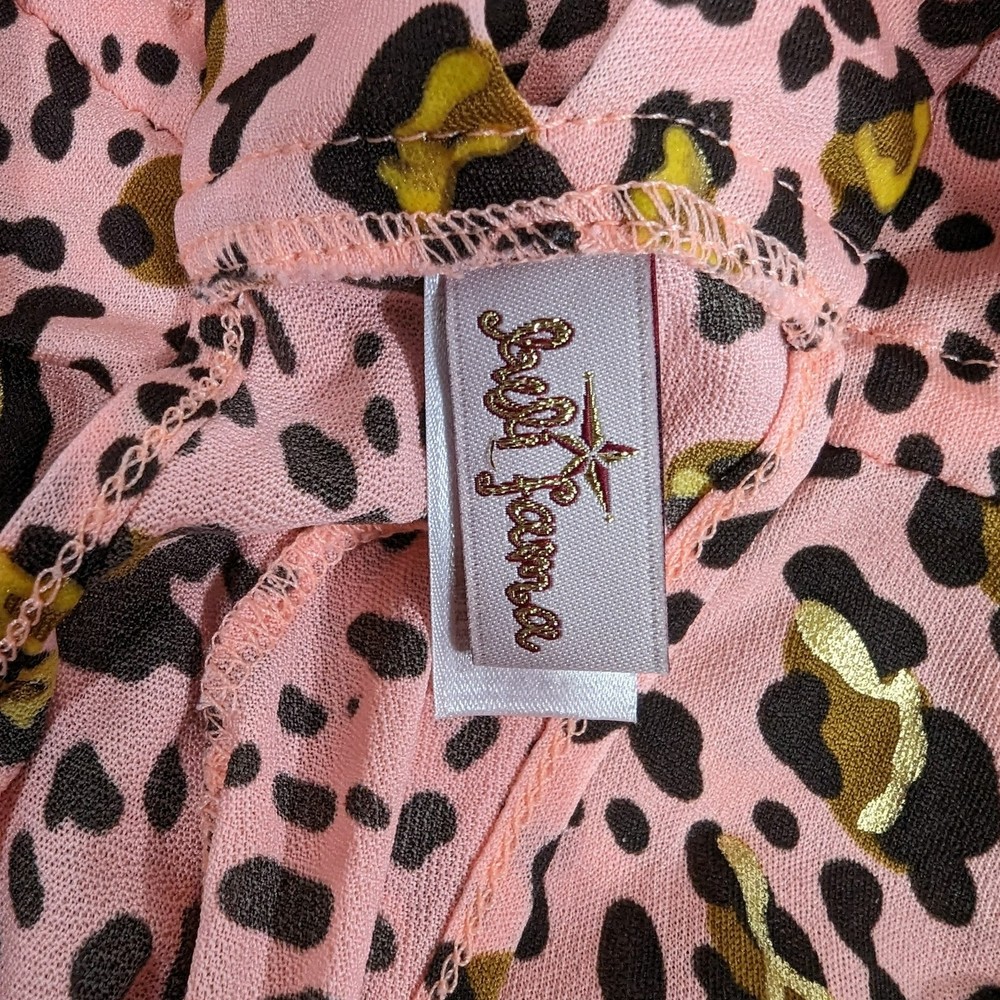 Luli Fama Pink Leopard Swim Coverup Romper Shorts Onesie - Picture 5 of 6